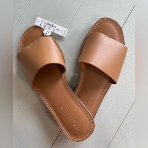 Madwell Leather Boardwalk Post Slide Sandal Camel 6.5 New